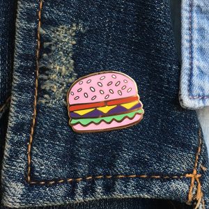 Pink Burger Enamel Pin