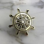 Gold Ship Helm Enamel Pin