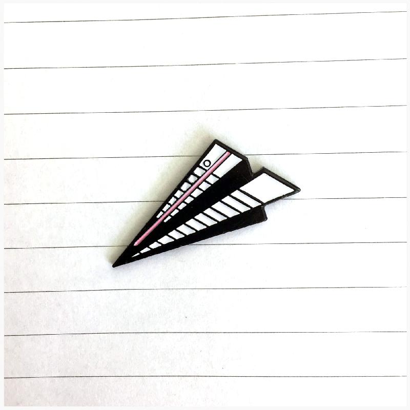 Notebook Paper Airplane Enamel Pin