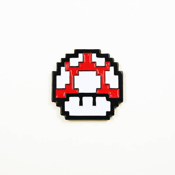 16 Bit Super Mario Bros Mushroom Enamel Pin
