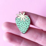 Green Strawberry Enamel Pin